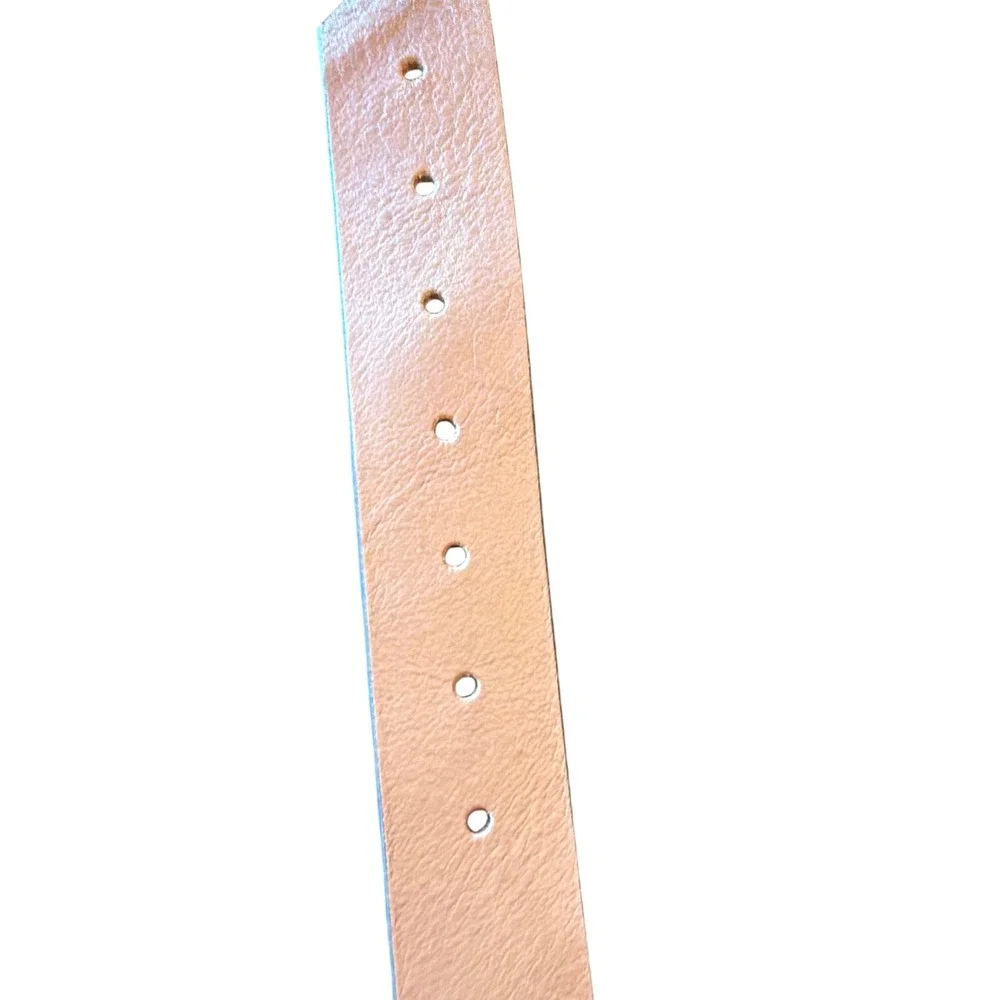 J.Crew Belt Tan Brown Genuine Italian Leather Gold Oval Buckle BW380 Classic XS